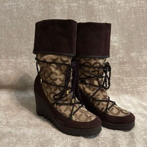 Vintage 1990s Coach "C" Signature Tapestry Boots